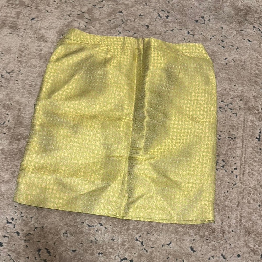 J. Crew Gold and Green Mini Skirt McBling - Size 8 - Picture 5 of 5